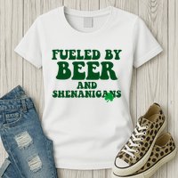 Fueled By Beer And Shenanigans St Patricks Day Womens T-Shirt
