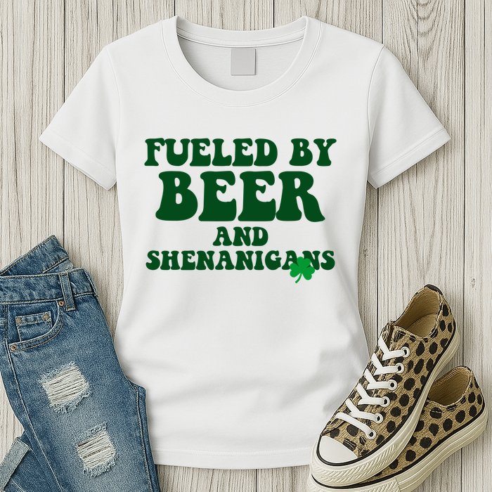 Fueled By Beer And Shenanigans St Patricks Day Womens T-Shirt