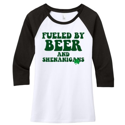 Fueled By Beer And Shenanigans St Patricks Day Women's Tri-Blend 3/4-Sleeve Raglan Shirt