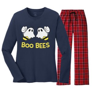 Funny Boo Bees Couples Halloween Cool Women's Long Sleeve Flannel Pajama Set 