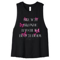 Funny Bleach Blonde Bad Built Butch Body Women's Racerback Cropped Tank