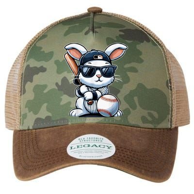 Funny Baseball Bunny Easter Legacy Tie Dye Trucker Hat