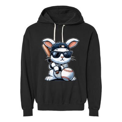 Funny Baseball Bunny Easter Garment-Dyed Fleece Hoodie