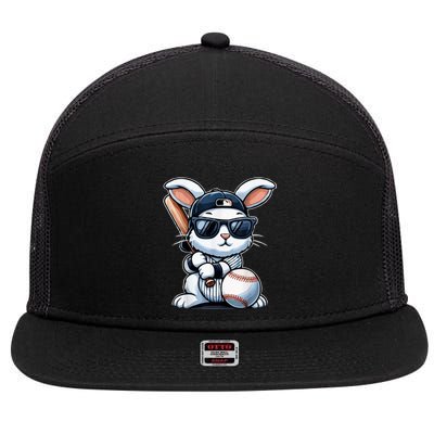 Funny Baseball Bunny Easter 7 Panel Mesh Trucker Snapback Hat