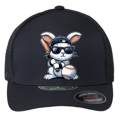 Funny Baseball Bunny Easter Flexfit Unipanel Trucker Cap