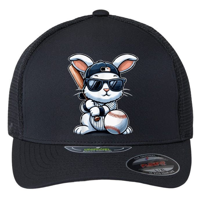 Funny Baseball Bunny Easter Flexfit Unipanel Trucker Cap