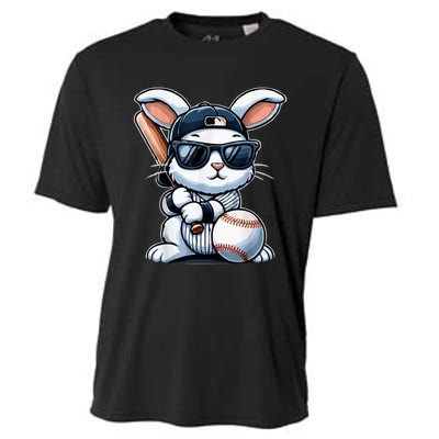 Funny Baseball Bunny Easter Cooling Performance Crew T-Shirt