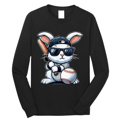 Funny Baseball Bunny Easter Long Sleeve Shirt