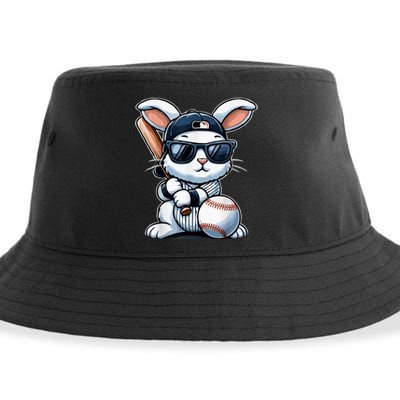 Funny Baseball Bunny Easter Sustainable Bucket Hat