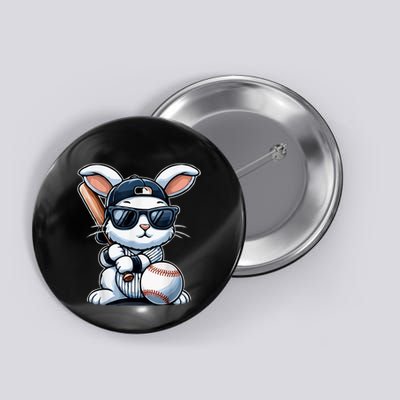 Funny Baseball Bunny Easter Button