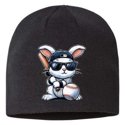 Funny Baseball Bunny Easter Sustainable Beanie