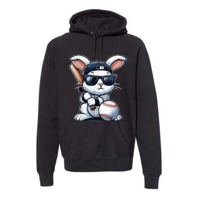 Funny Baseball Bunny Easter Premium Hoodie