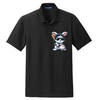 Funny Baseball Bunny Easter Dry Zone Grid Polo