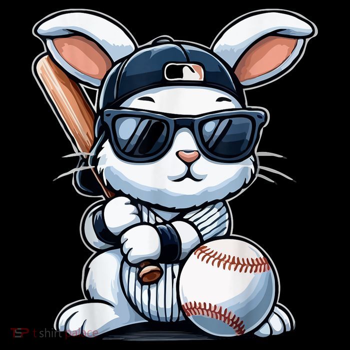 Funny Baseball Bunny Easter Magnet