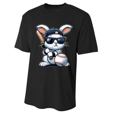 Funny Baseball Bunny Easter Performance Sprint T-Shirt