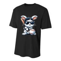 Funny Baseball Bunny Easter Youth Performance Sprint T-Shirt