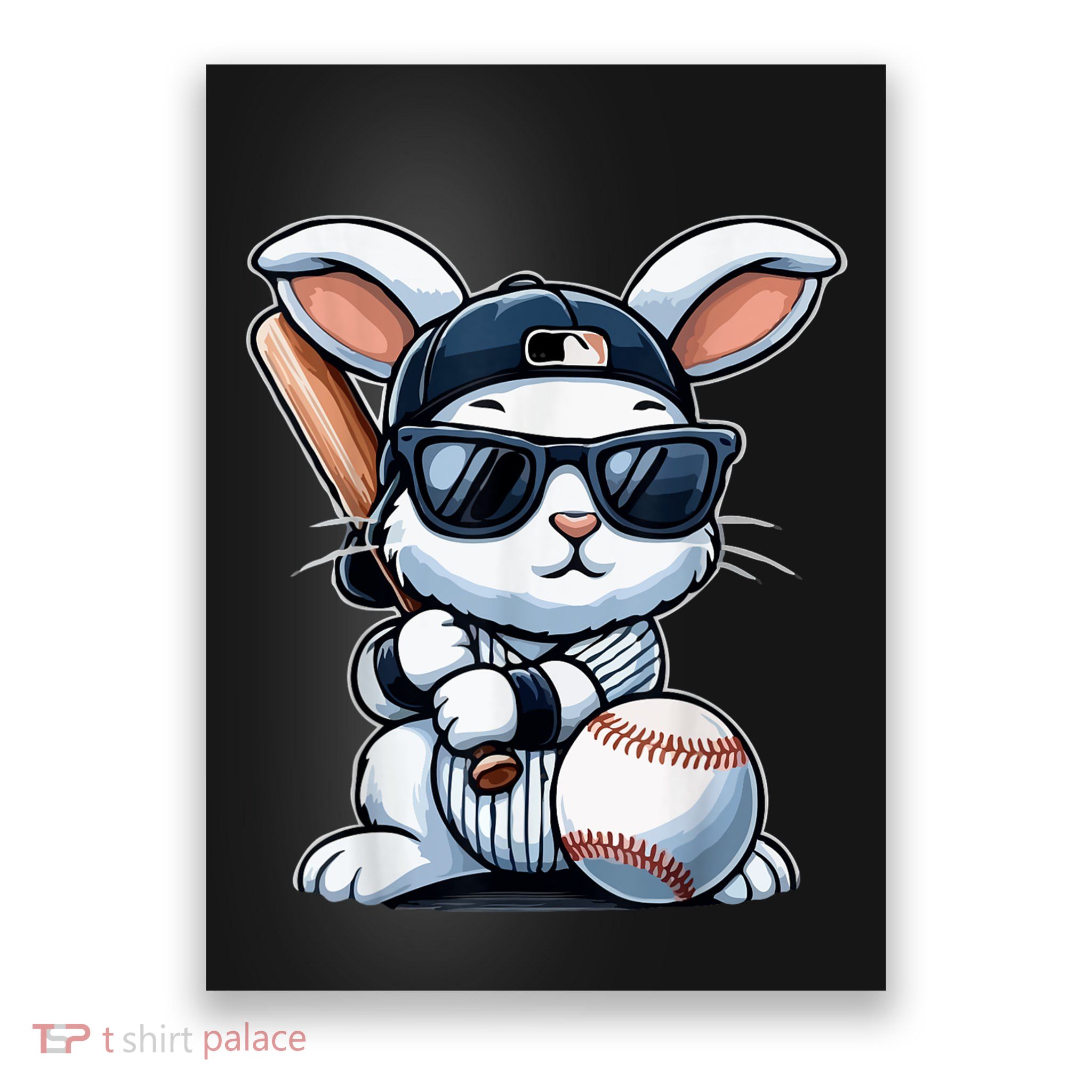 Funny Baseball Bunny Easter Poster