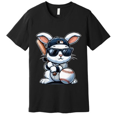 Funny Baseball Bunny Easter Premium T-Shirt