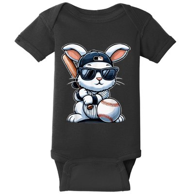 Funny Baseball Bunny Easter Baby Bodysuit