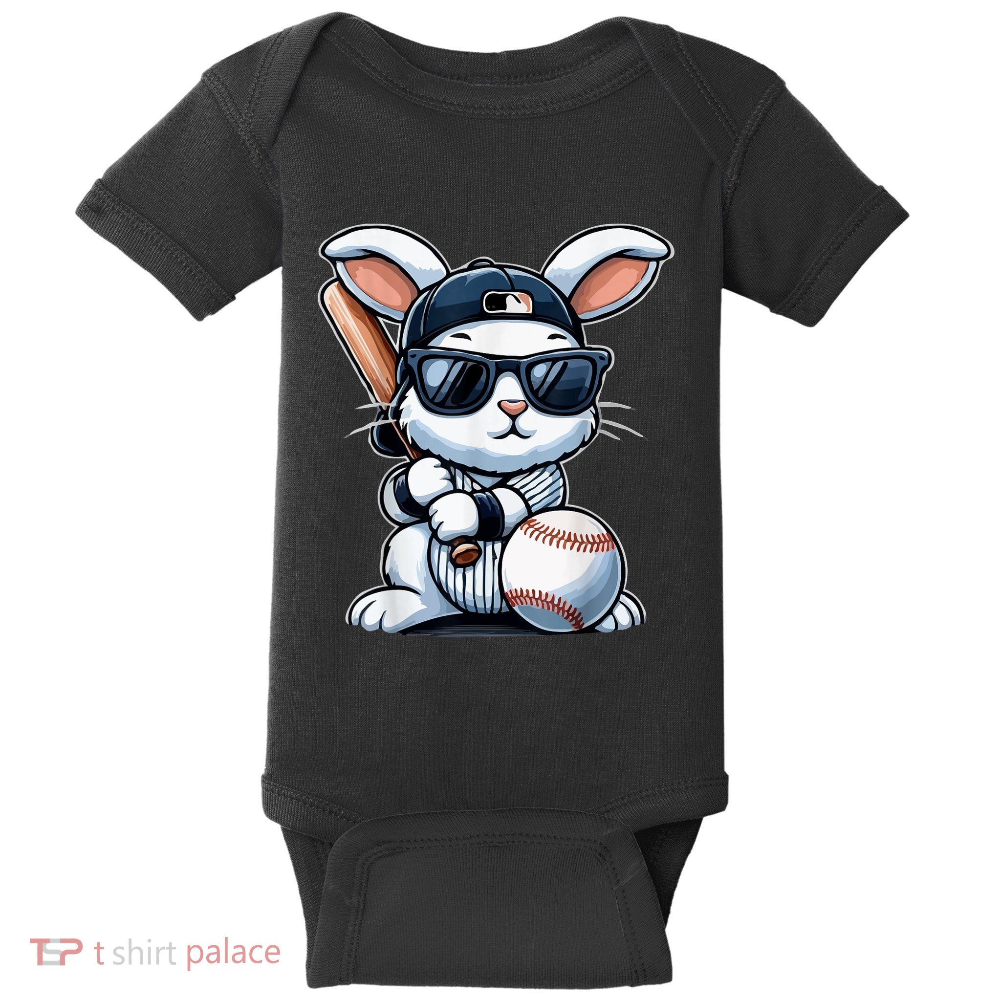 Funny Baseball Bunny Easter Baby Bodysuit