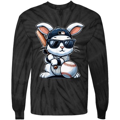 Funny Baseball Bunny Easter Tie-Dye Long Sleeve Shirt