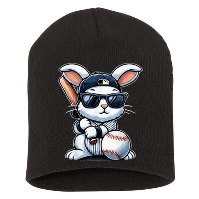 Funny Baseball Bunny Easter Short Acrylic Beanie