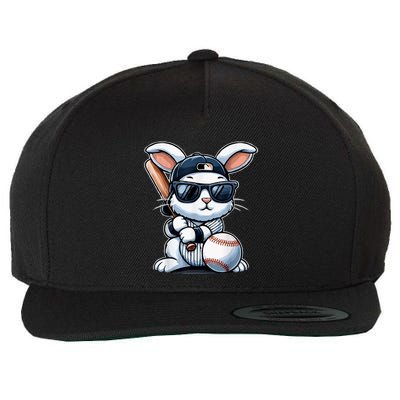 Funny Baseball Bunny Easter Wool Snapback Cap
