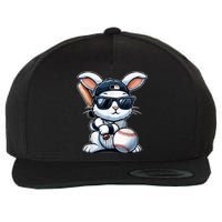 Funny Baseball Bunny Easter Wool Snapback Cap