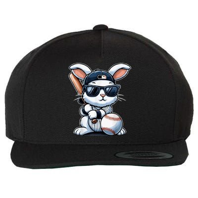 Funny Baseball Bunny Easter Wool Snapback Cap