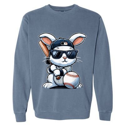 Funny Baseball Bunny Easter Garment-Dyed Sweatshirt