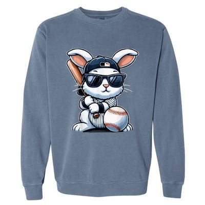 Funny Baseball Bunny Easter Garment-Dyed Sweatshirt