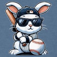 Funny Baseball Bunny Easter Garment-Dyed Sweatshirt