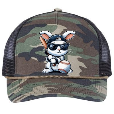 Funny Baseball Bunny Easter Retro Rope Trucker Hat Cap