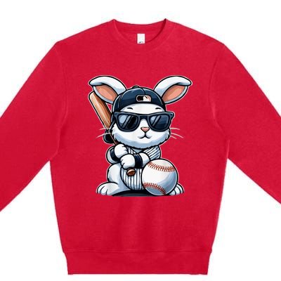 Funny Baseball Bunny Easter Premium Crewneck Sweatshirt