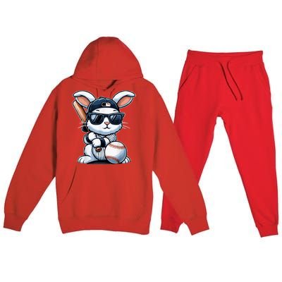 Funny Baseball Bunny Easter Premium Hooded Sweatsuit Set