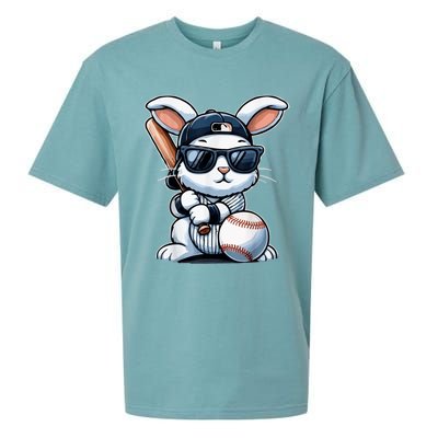 Funny Baseball Bunny Easter Sueded Cloud Jersey T-Shirt