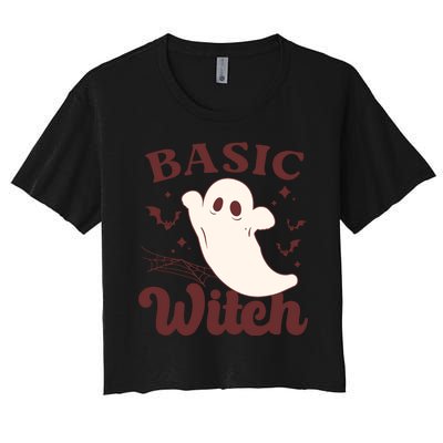 Funny Boo Basic Witch Halloween Spooky Gift Women's Crop Top Tee