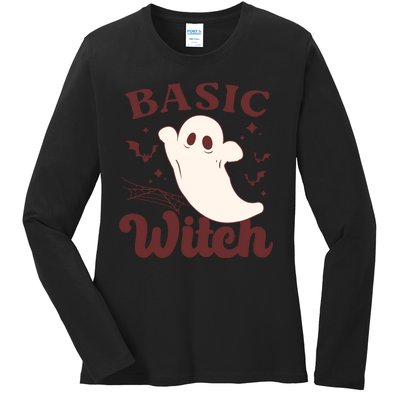 Funny Boo Basic Witch Halloween Spooky Gift Ladies Long Sleeve Shirt