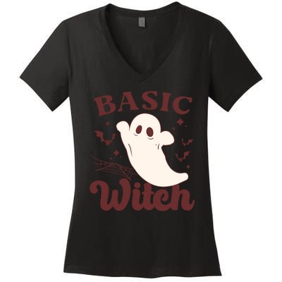 Funny Boo Basic Witch Halloween Spooky Gift Women's V-Neck T-Shirt