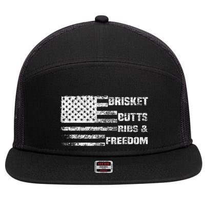 Funny Bbq Brisket Butts Ribs And Freedom Funny Grilling 7 Panel Mesh Trucker Snapback Hat
