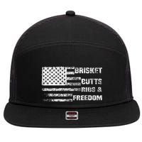 Funny Bbq Brisket Butts Ribs And Freedom Funny Grilling 7 Panel Mesh Trucker Snapback Hat