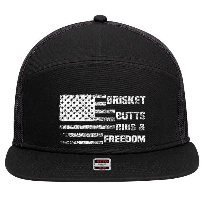 Funny Bbq Brisket Butts Ribs And Freedom Funny Grilling 7 Panel Mesh Trucker Snapback Hat
