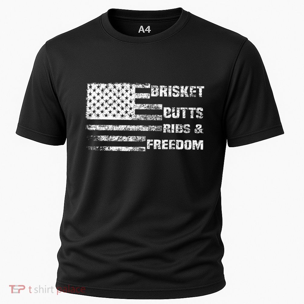 Funny Bbq Brisket Butts Ribs And Freedom Funny Grilling Performance Shirt