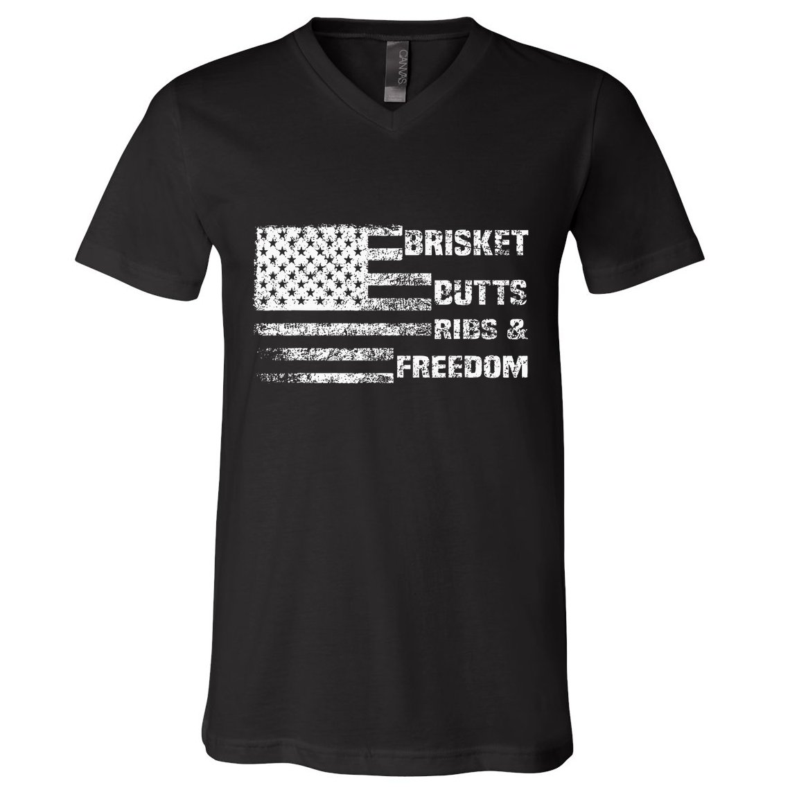 Funny Bbq Brisket Butts Ribs And Freedom Funny Grilling V-Neck T-Shirt