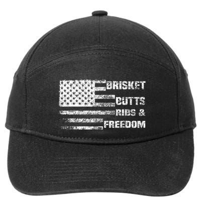 Funny Bbq Brisket Butts Ribs And Freedom Funny Grilling 7-Panel Snapback Hat