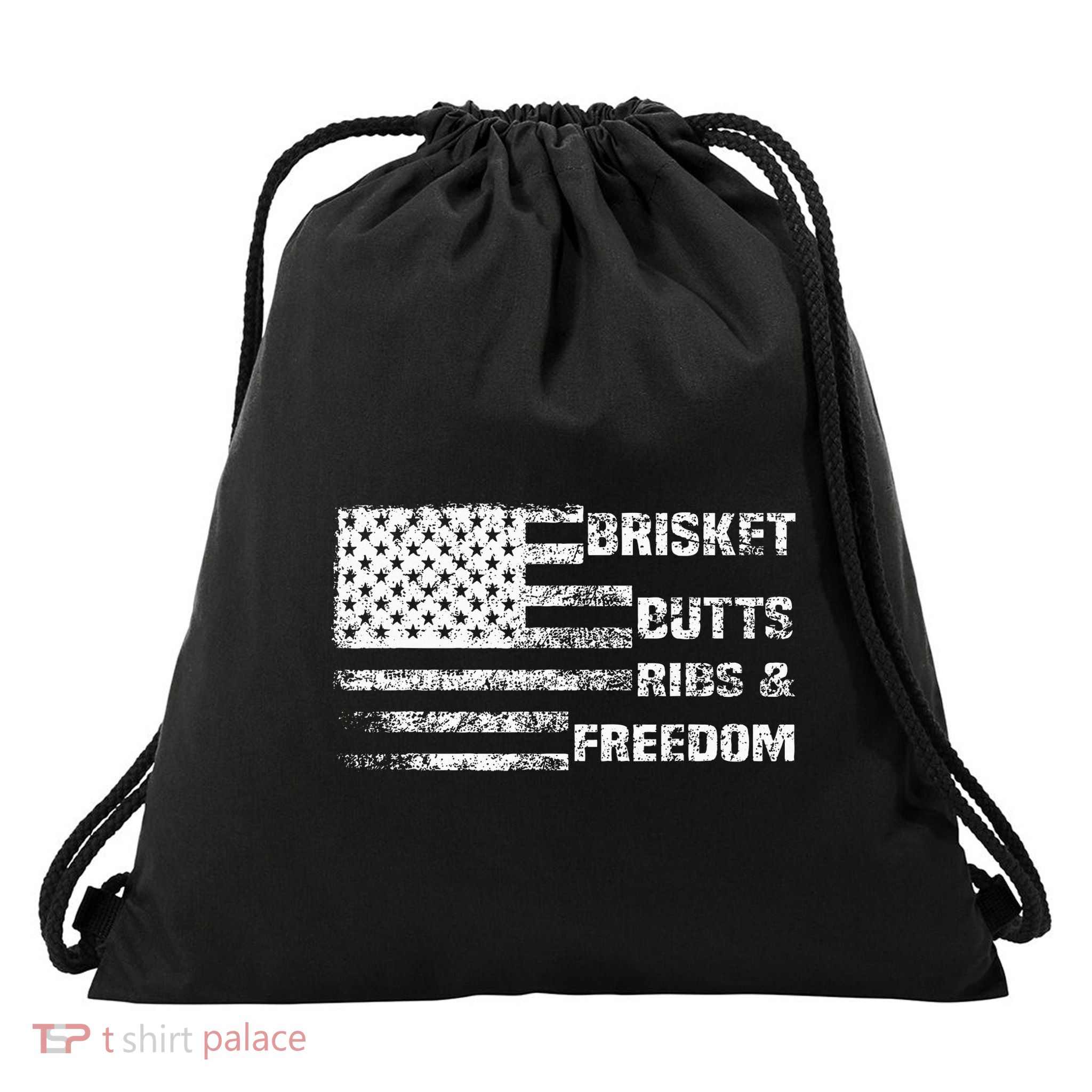 Funny Bbq Brisket Butts Ribs And Freedom Funny Grilling Drawstring Bag
