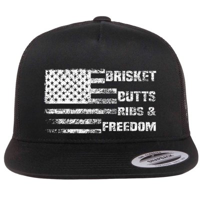 Funny Bbq Brisket Butts Ribs And Freedom Funny Grilling Flatbill Hat