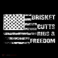 Funny Bbq Brisket Butts Ribs And Freedom Funny Grilling Flatbill Hat