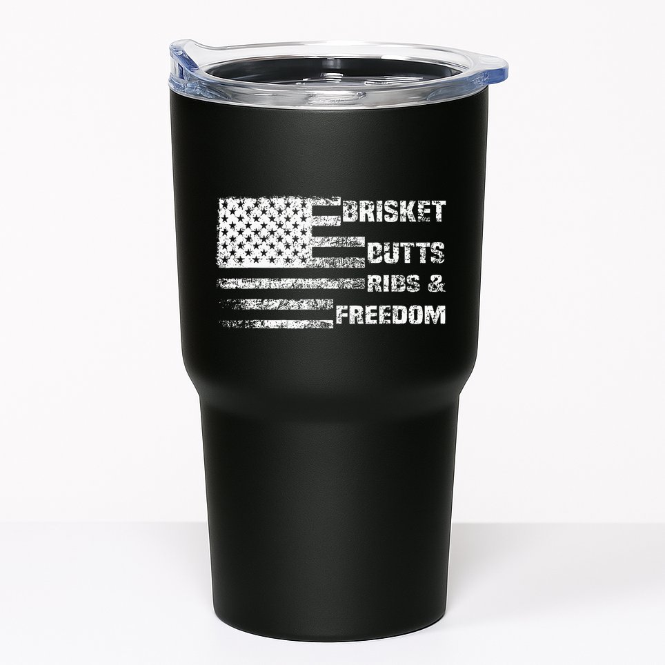 Funny Bbq Brisket Butts Ribs And Freedom Funny Grilling Tumbler