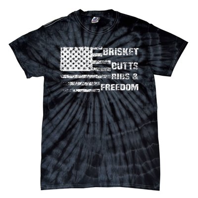 Funny Bbq Brisket Butts Ribs And Freedom Funny Grilling Tie-Dye T-Shirt